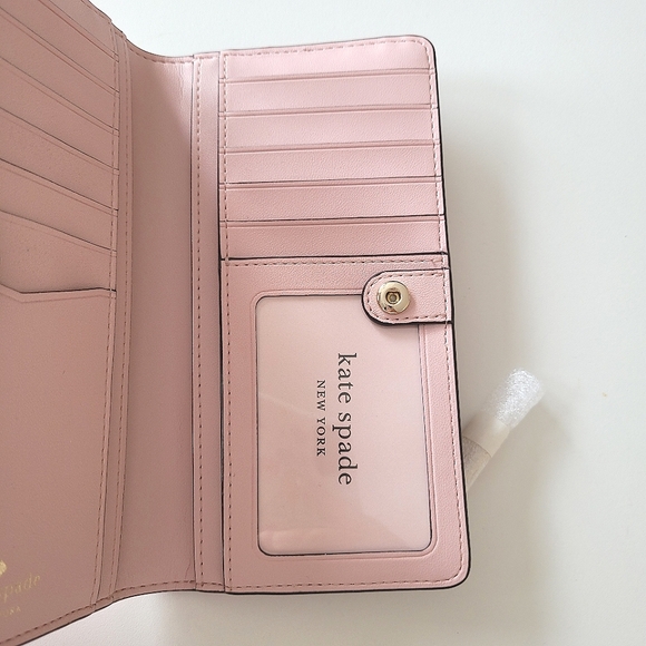 KATE SPADE Star Staci Large Slim Bifold Shimmery Pink Wallet - Picture 10 of 16